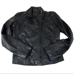 Blank NYC Women’s Size Large Faux Leather Jacket Moto Asymmetrical Zipper Black